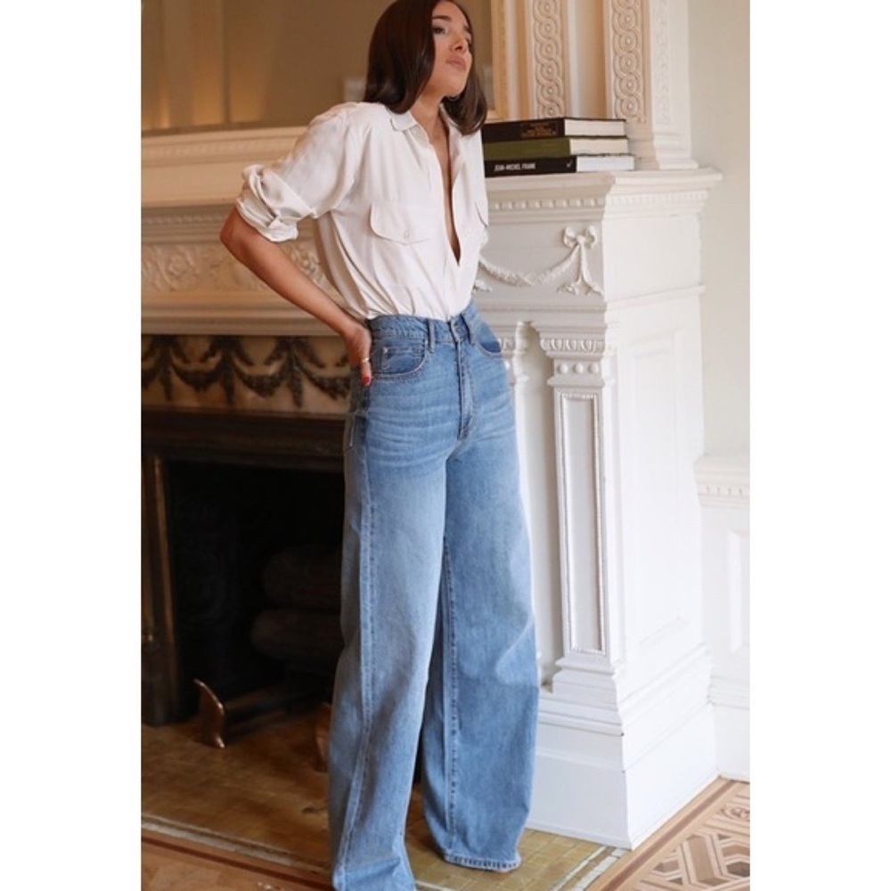 WeWoreWhat High Rise Wide Leg Jeans Foam NWT